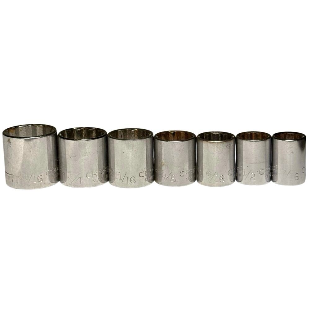 Vintage Craftsman USA 1/2" Drive Shallow Socket Lot 7 Pc 12-Pt G Series